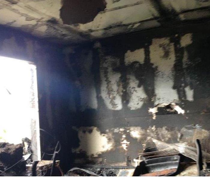 Living room in Bellevue after a fire with soot damage